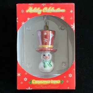 Christopher Radko Snowman Red Hat Christmas Ornament Hand Painted Holiday Decor